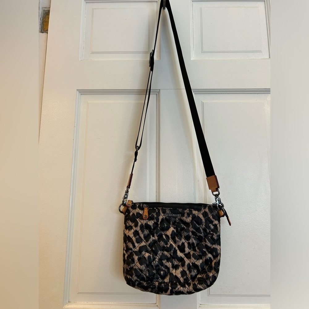 MZ Wallace Micro Metro Crosby Crossbody Bag in Leopard Print